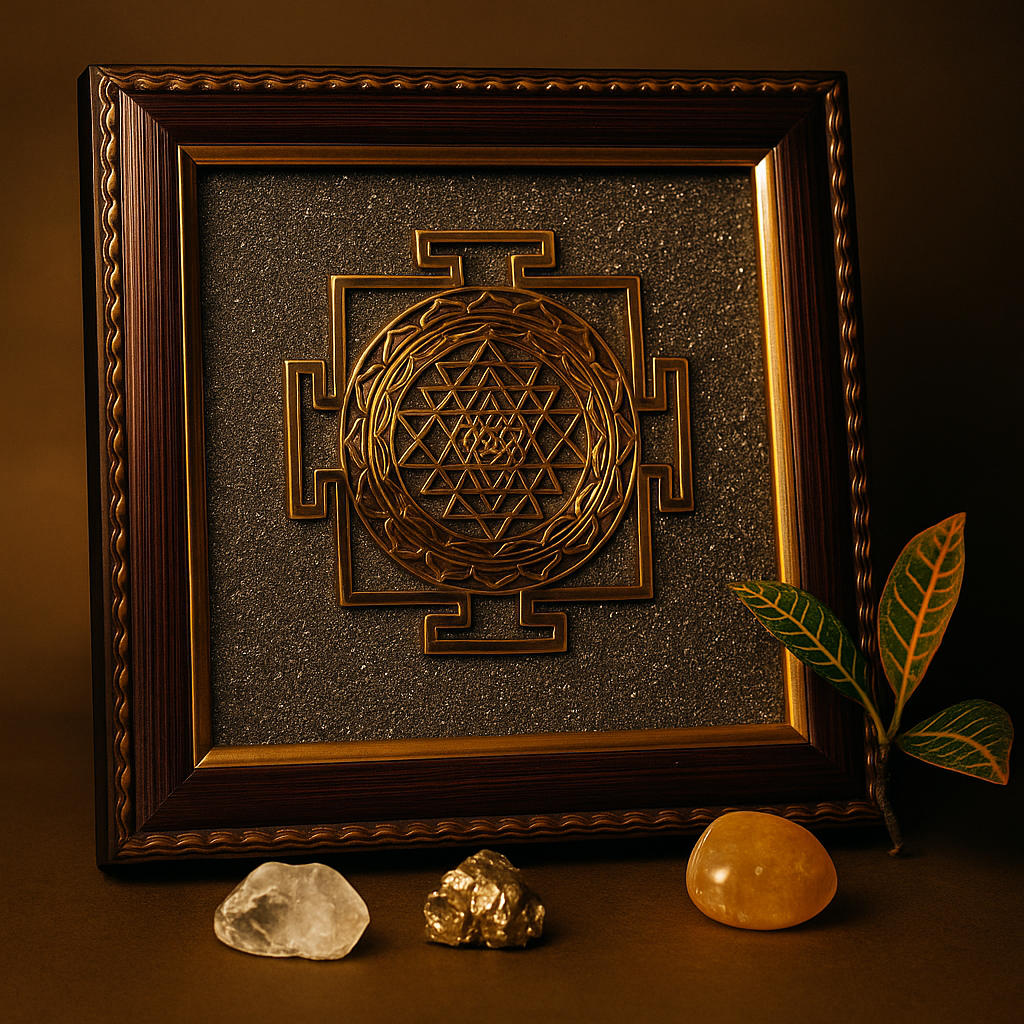 Pyrite Frame With Shree Yantra