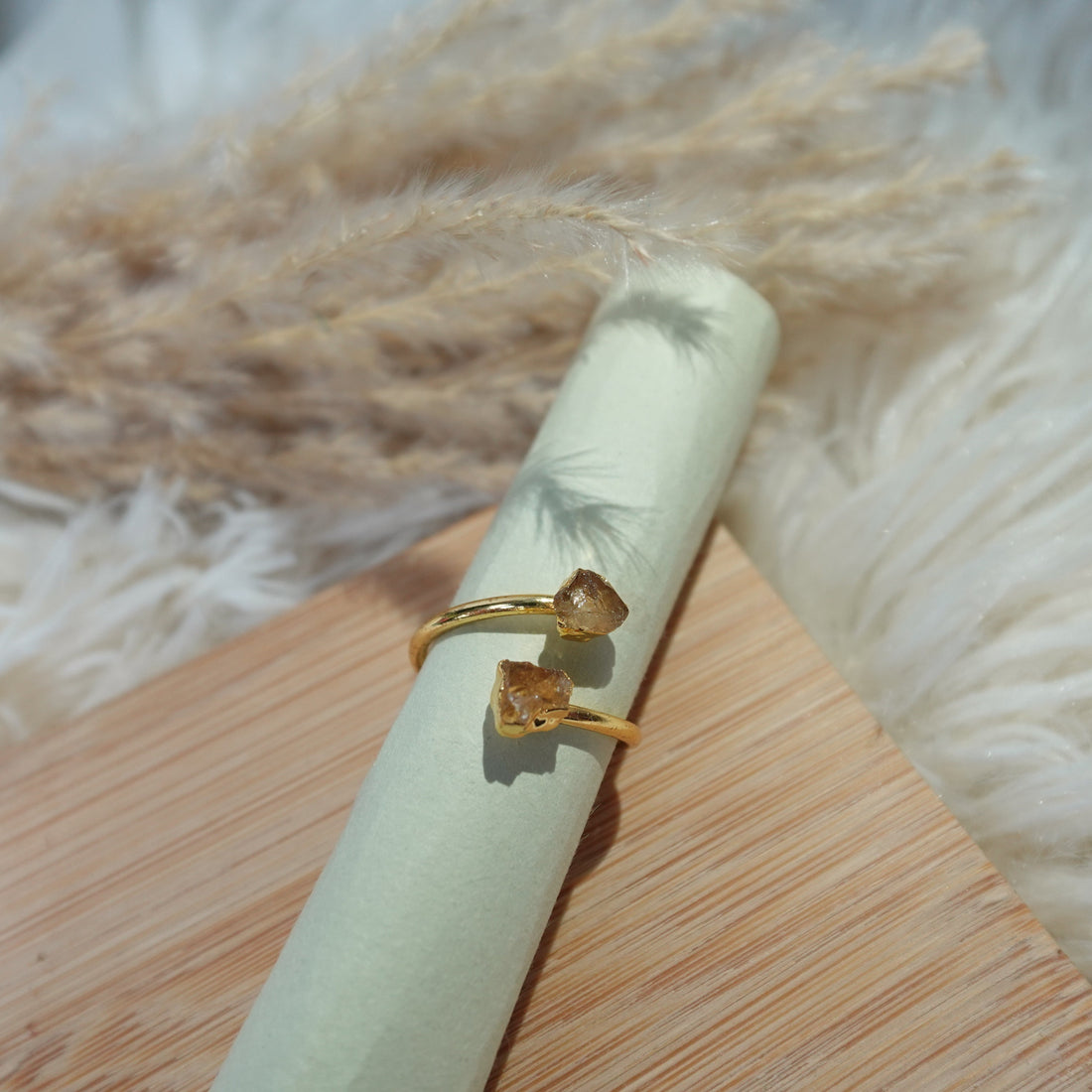 Natural Citrine 2 Stone Ring