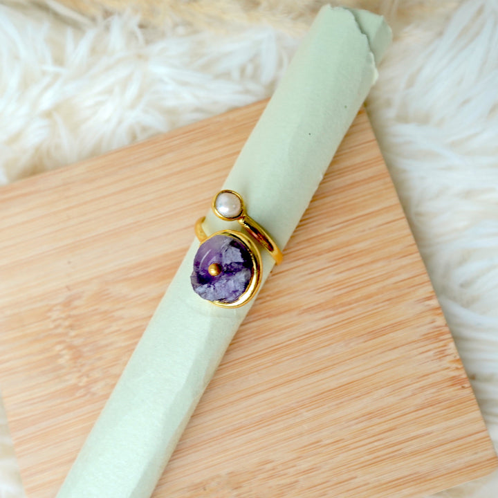 Amethyst With Pearl Ring