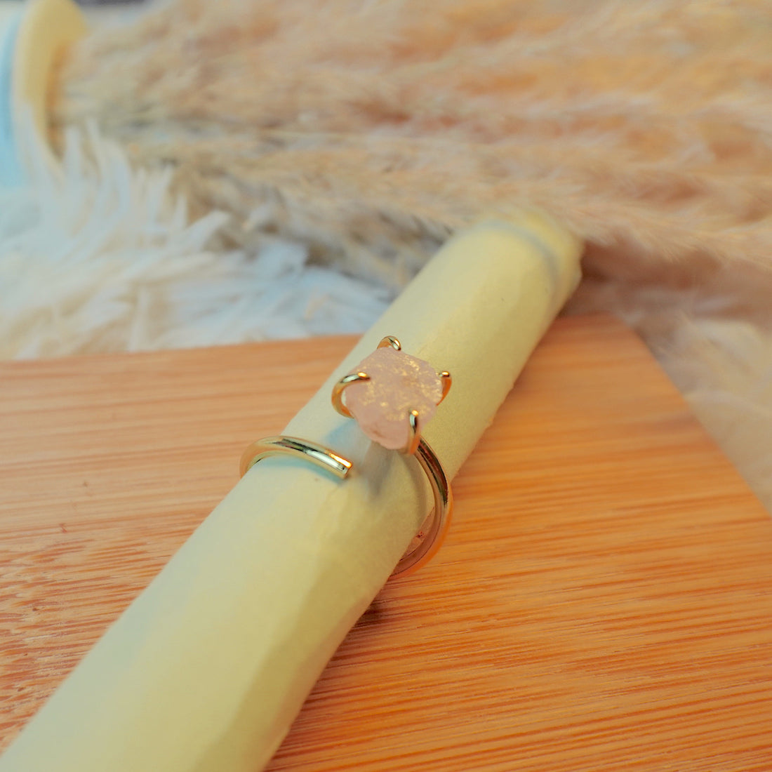 Rose Quartz Raw Stone Ring
