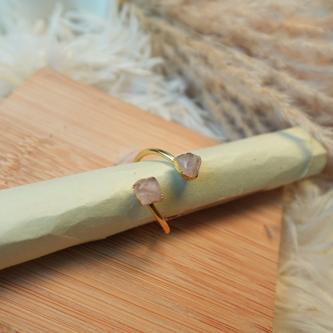 Rose Quartz 2 stone ring