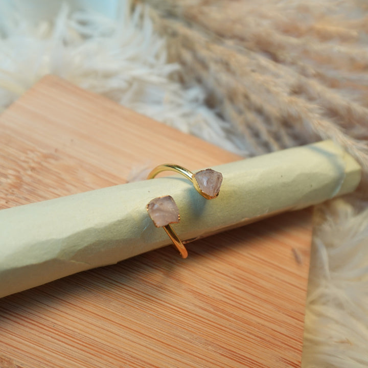 Rose Quartz 2 stone ring