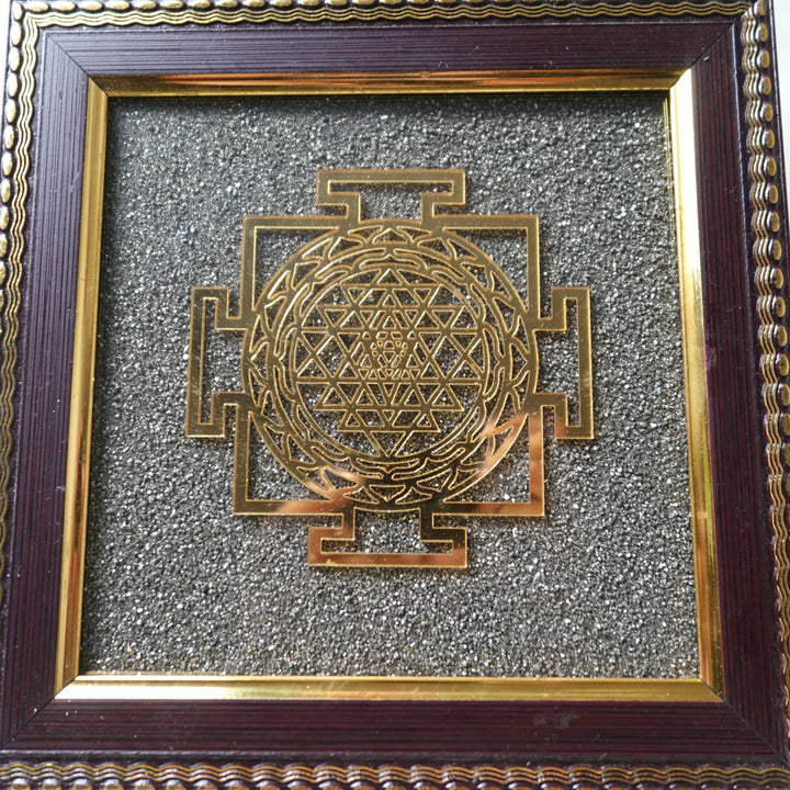 Pyrite Frame With Shree Yantra