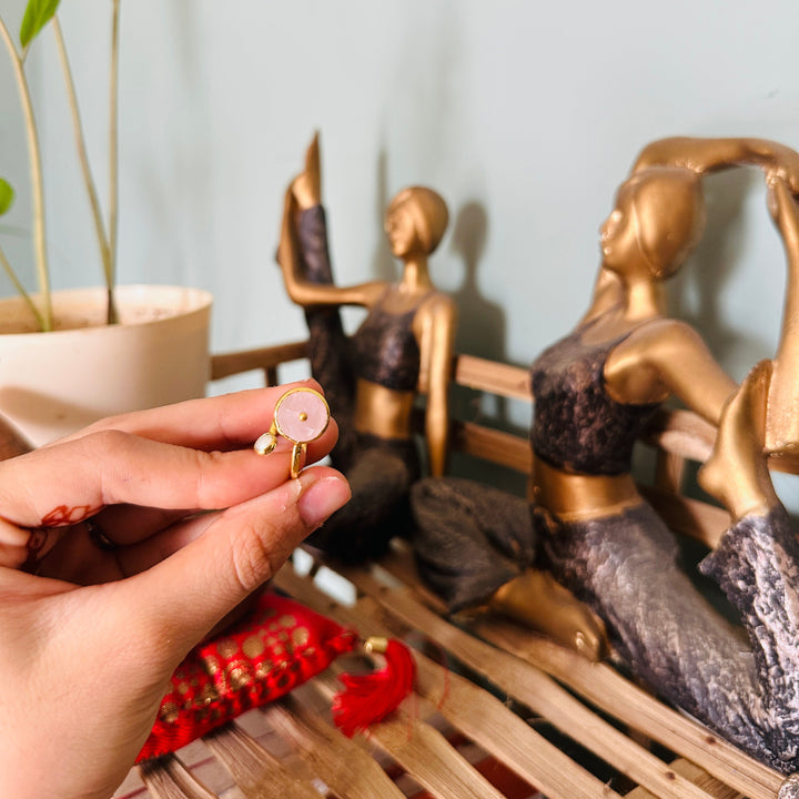 Rose Quartz With Pearl Ring