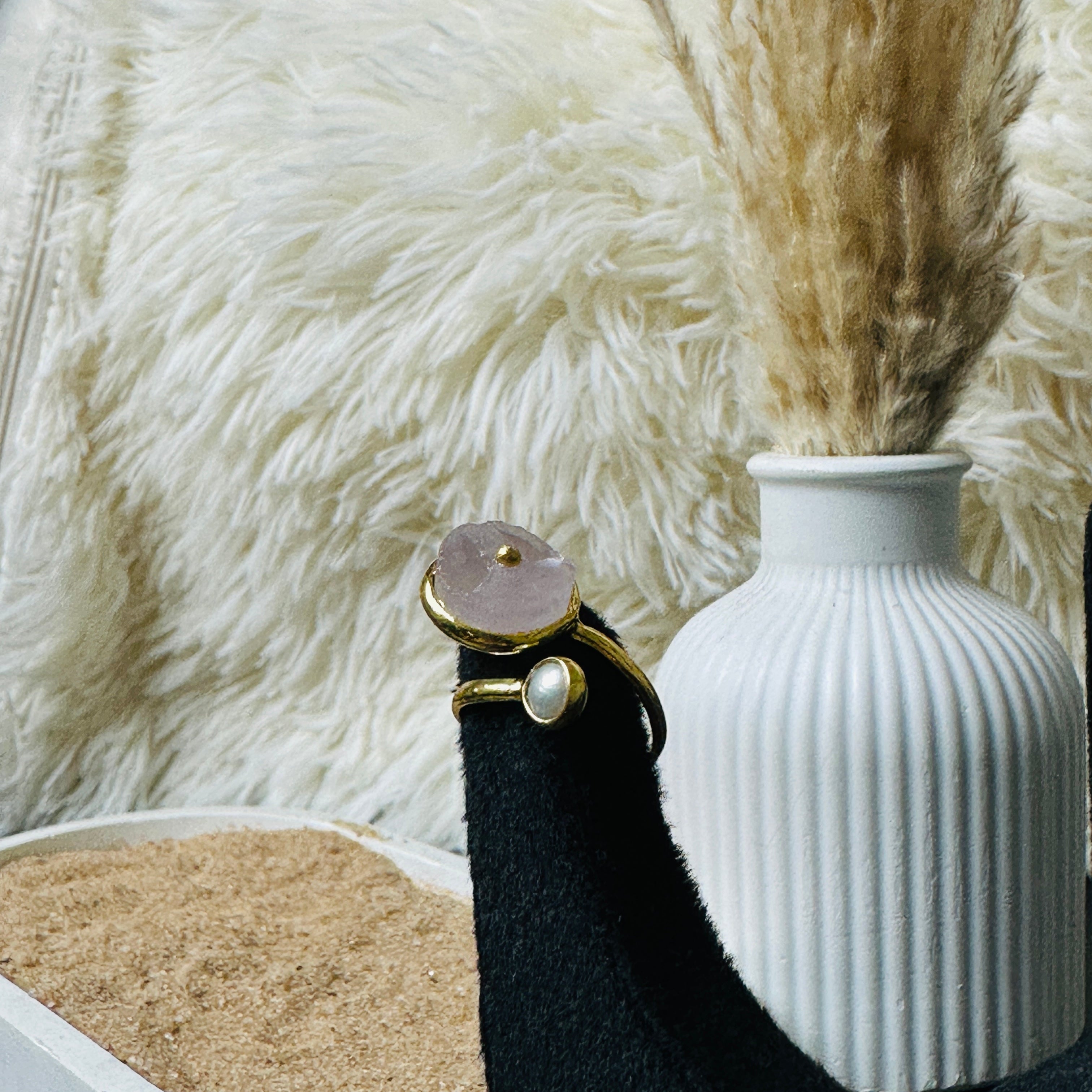 Rose Quartz With Pearl Ring