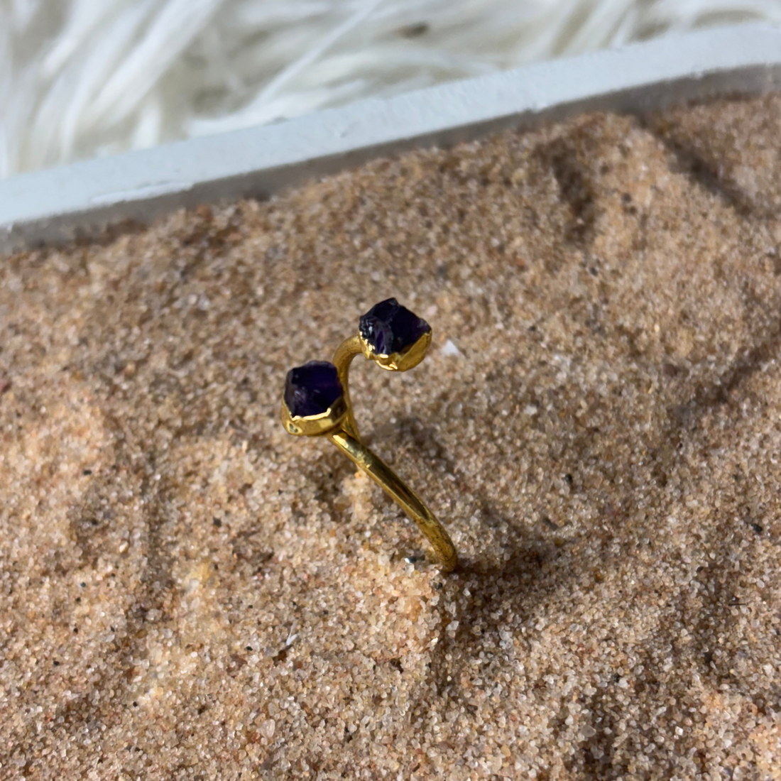 Amethyst 2 Stone Ring