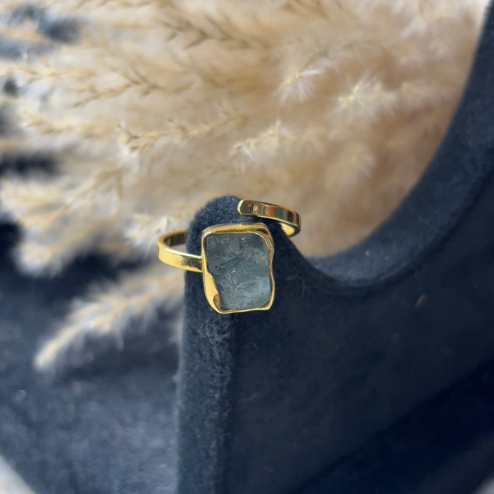 Aquamarine Square Ring